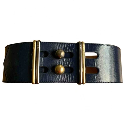 Pre-owned Fendi Leather Belt In Blue