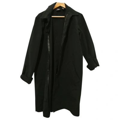 Pre-owned Dkny Trench Coat In Black