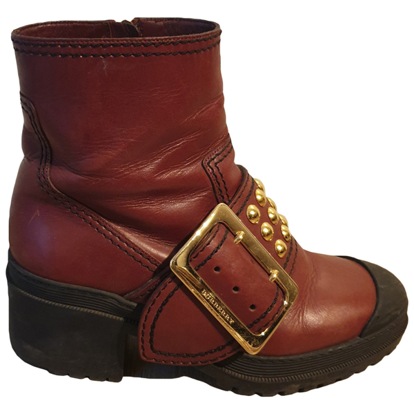 Preowned Burberry Red Leather Boots ModeSens