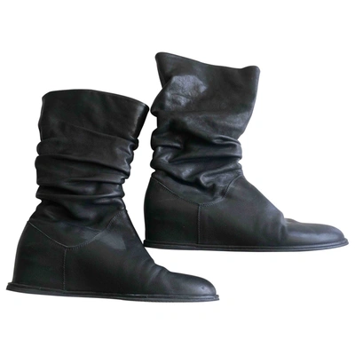 Pre-owned Stuart Weitzman Leather Ankle Boots In Black