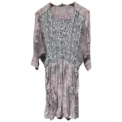 Pre-owned Maje Silk Mid-length Dress In Ecru