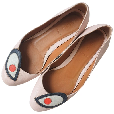 Pre-owned Fendi Leather Ballet Flats In Pink