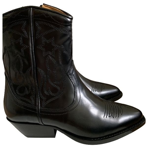 Pre-owned Sandro Black Leather Ankle Boots | ModeSens