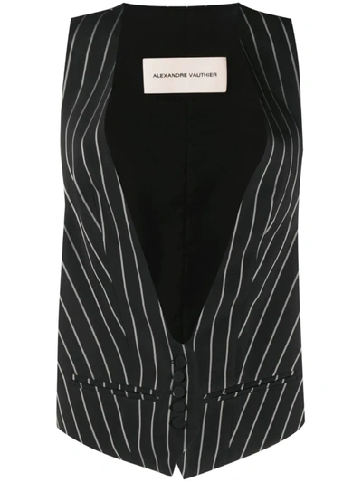 Alexandre Vauthier Pinstripe Tailored Waistcoat In Black
