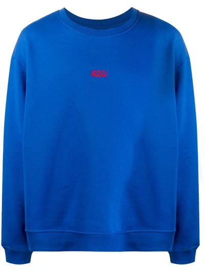 424 Logo-embroidered Long-sleeved Sweatshirt In Blue
