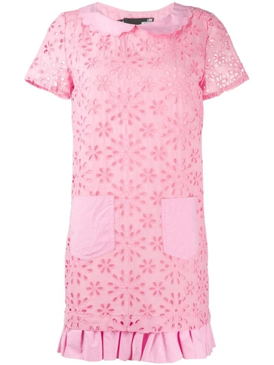 Love Moschino Floral Broderie Anglaise Dress In Pink