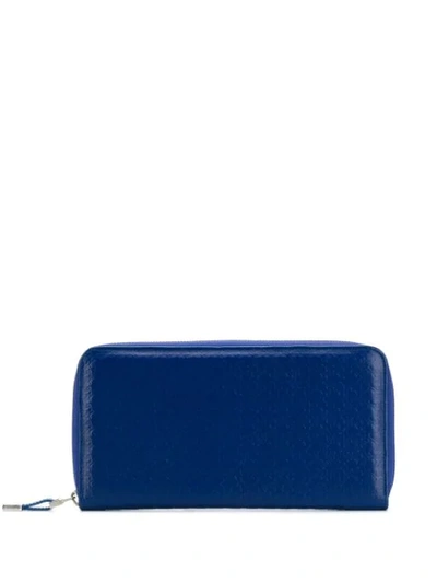 Billionaire Embossed Zipped Wallet In Blue