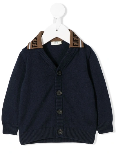 Fendi Babies' Navy Blue Cotton Cardigan