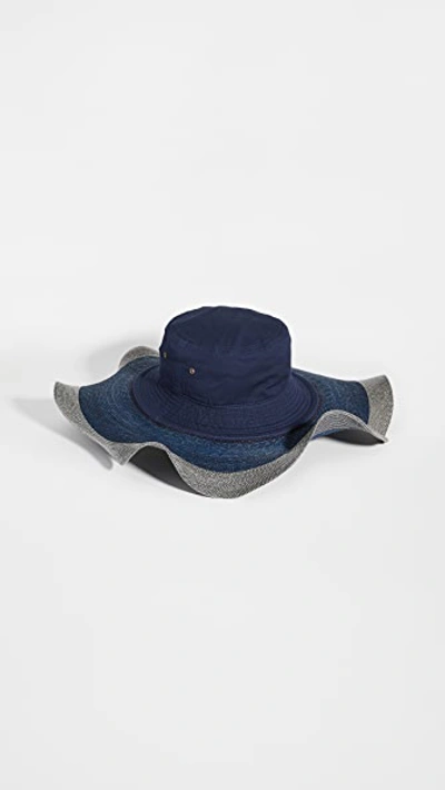 Rosie Assoulin Ruffled Hybrid Hat In Navy Multi