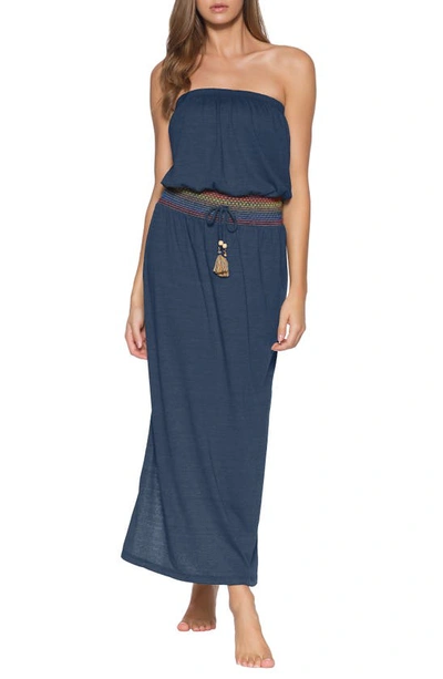 Soluna Sunset Smocked Cover-up Maxi Dress In Navy