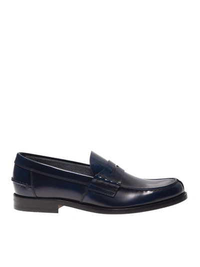 Tod's Navy Blue Leather Loafers