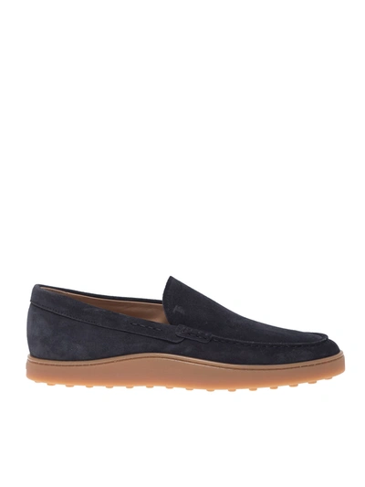 Tod's Gommino Dark Blue Suede Loafers