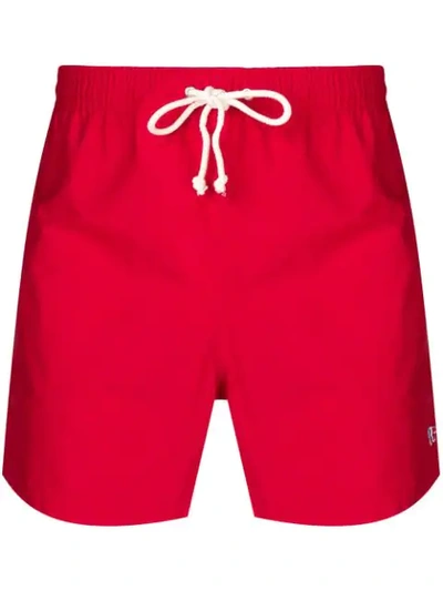 Maison Kitsuné Elastic Waist Swim Shorts In Red