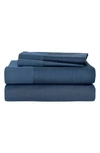 Michael Aram Striated Band 400 Thread Count Fitted Sheet In Indigo