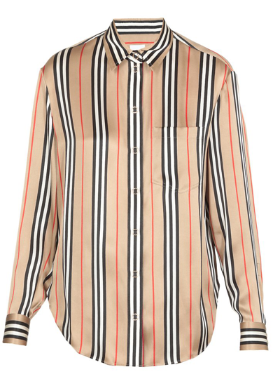 Burberry Icon Oversized Shirt In Beige