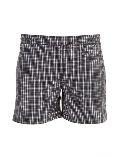 Raf Simons Check Print Swim Shorts In Grey