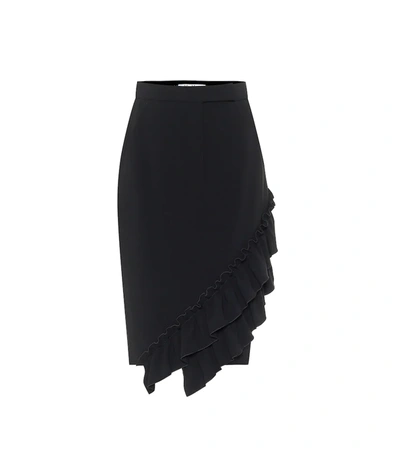 Max Mara Eles Ruffled Cady Pencil Skirt In Black