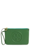 Tory Burch Perry Bombé Leather Wristlet In Arugula