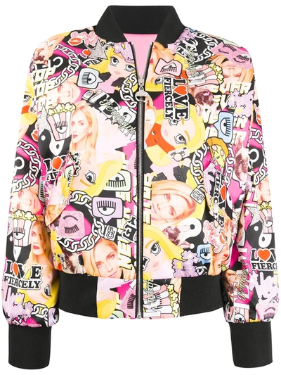 Chiara Ferragni Reversible Collage Print Bomber Jacket In Pink