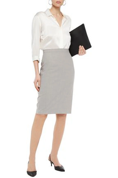 Theory Mélange Stretch-wool Pencil Skirt In Flint Gray Melange