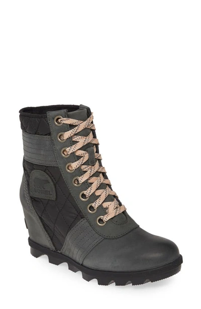 Sorel Lexie Wedge Boot In Dark Slate Leather
