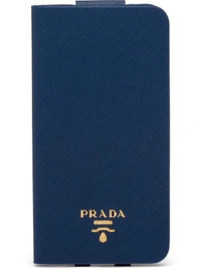 Prada Logo-plaque Iphone Xs Max Case In Blue