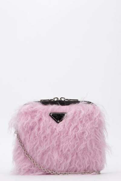 Prada Fur Clutch Bag In Pink