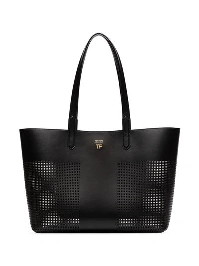 Tom Ford Black Perforated Leather Tote Bag