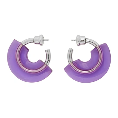 Panconesi Sterling Silver Layered Hoop Earrings In Purple