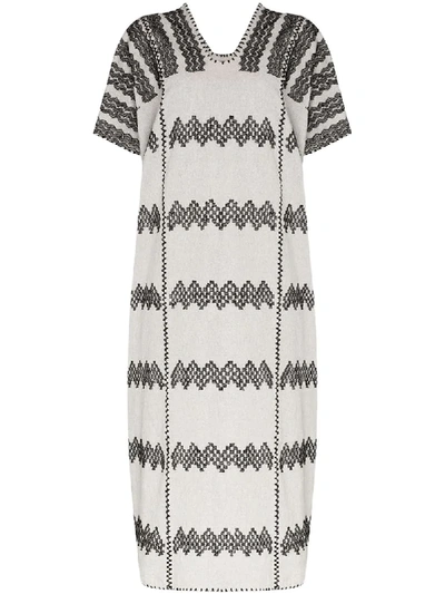 Pippa Holt Zig Zag-print Kaftan In Grey