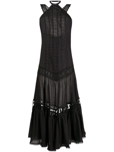 Charo Ruiz Lace-trimmed Halterneck Dress In Black