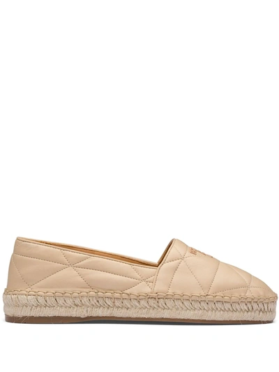 Prada Logo Matelassé Espadrille Flat In Neutrals