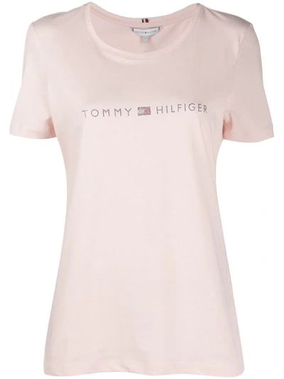 Tommy Hilfiger Logo-embellished T-shirt In Pink