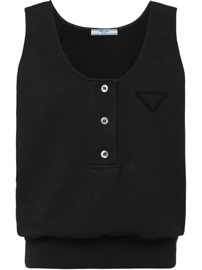 Prada Triangle Patch Tank Top In Black