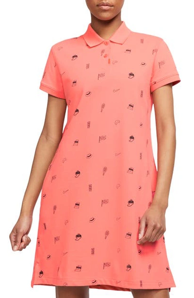 Nike The  Polo Women's Printed Dress In Sunblush/ Brilliant Orange