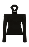 Simkhai Lila Off-the-shoulder Jersey Turtleneck Sweater In Black