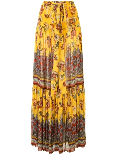 Alexis Erris Floral-print Crepe Maxi Skirt In Yellow