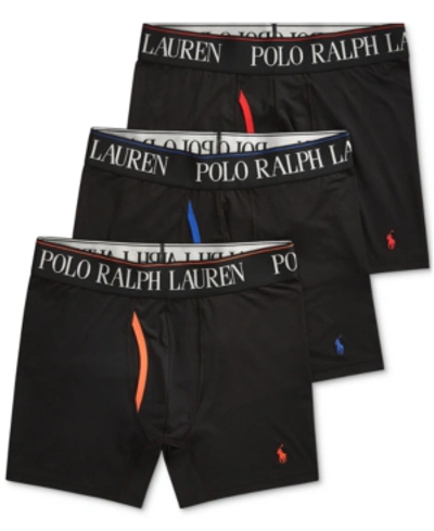 Polo Ralph Lauren Men's 3-pack. 4-d Flex Cool Microfiber Boxer Briefs In Black Assorted
