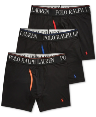 Polo Ralph Lauren Men's 3-pack 4-d Flex Cool Microfiber Boxer Briefs In Black Assorted