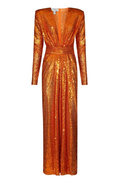 Nadya Shah Grace Tangerine Sequined Dress