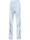 Palm Angels Logo-printed Velour Joggers In Blue