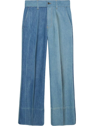 Gucci 24.5cm Patchwork Cotton Denim Jeans In Blue
