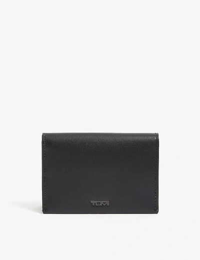 Tumi Leather Card Holder In Black Smooth