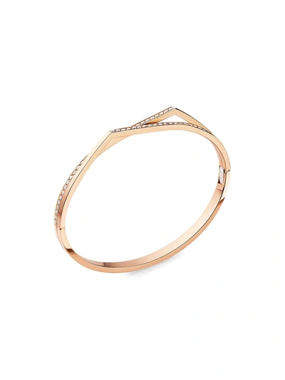 Repossi Women's Antifer 18k Rose Gold & Pavé Diamond 2-row Bangle Bracelet