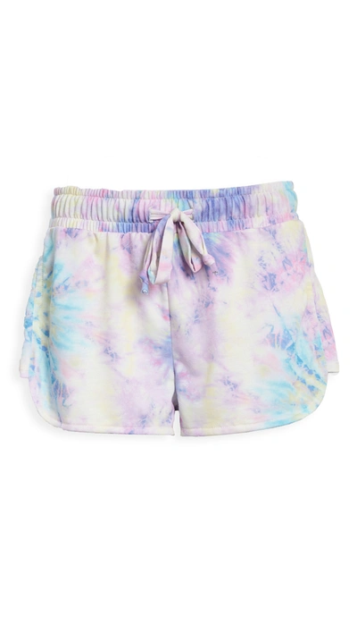 Onzie Divine French Terry Lounge Shorts In Neon Tie Dye