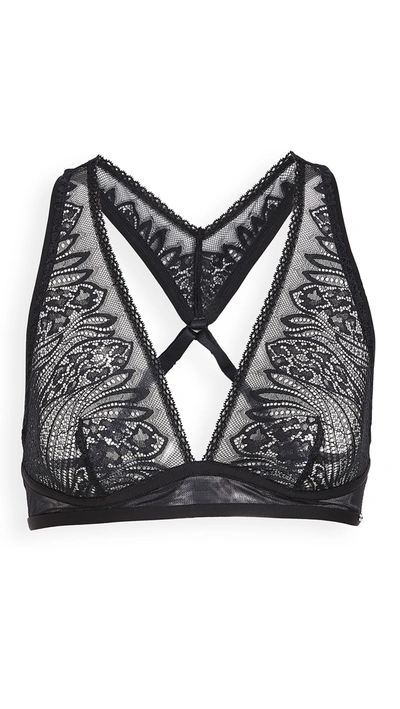 Calvin Klein Underwear Ck Wave Lace Unlined Bralette In Black
