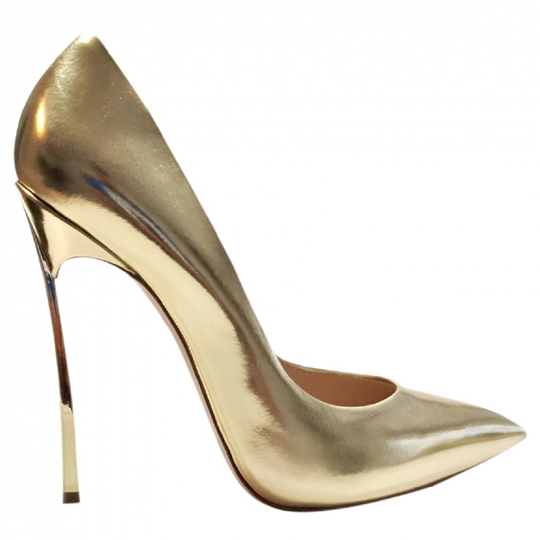 casadei gold heels