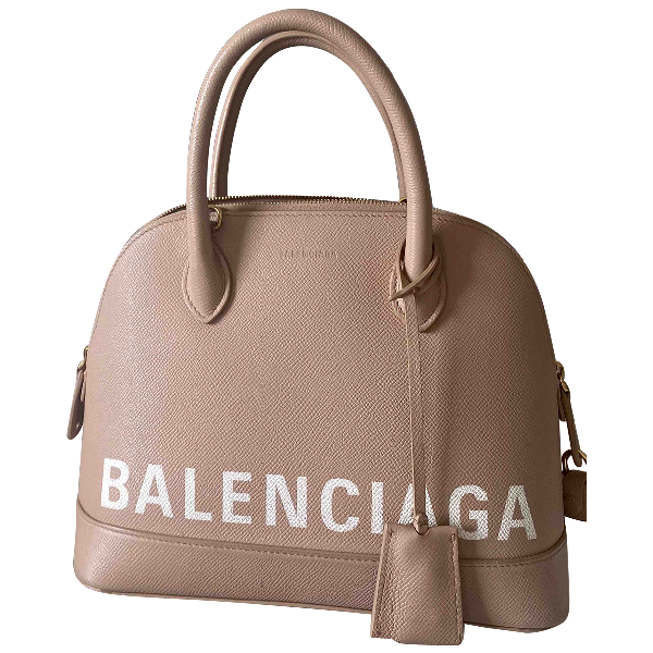 Pre-Owned Balenciaga Ville Top Handle Beige Leather Handbag | ModeSens