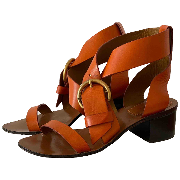 Preowned Chloé Orange Leather Sandals ModeSens