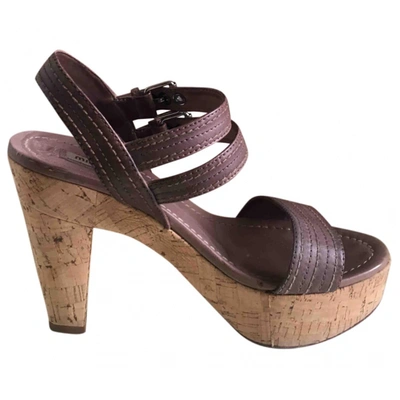 Pre-owned Miu Miu Leather Sandals In Brown